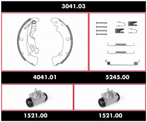 ROADHOUSE 3041.03 Brake Set, drum brakes